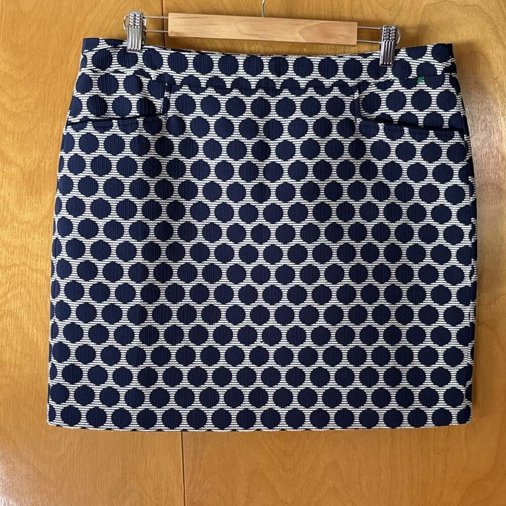 TRIBAL Navy White Dot Above the Knee Pencil Skirt Women's Size 12 Lined